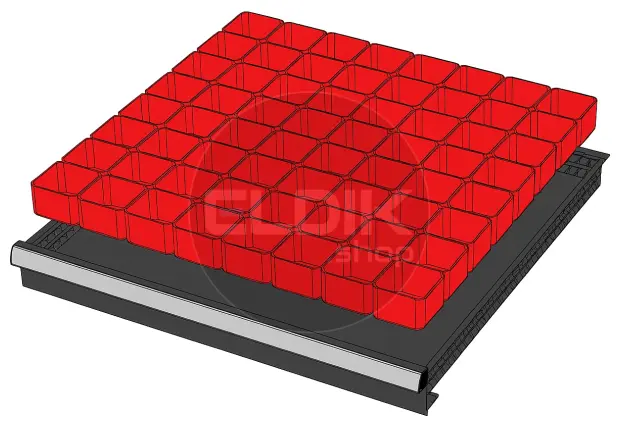 64  sorteerbakjes | voor ladehoogte 75 mm