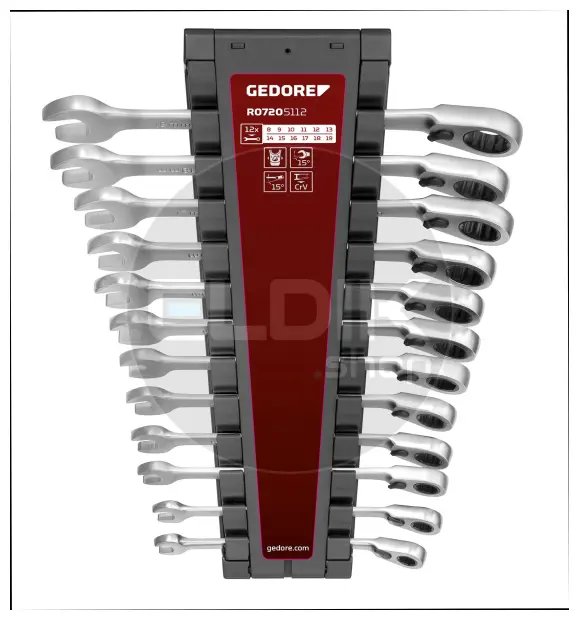 Gedore Red R07205112 12 Delige Ringratel Steeksleutelset met Klemfunctie - 3301085