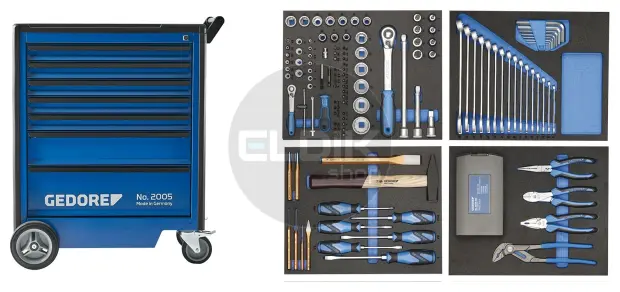 Gedore 2005-TS-147 147 Delige Gevulde Gereedschapwagen + gratis led staaflamp - 2980282