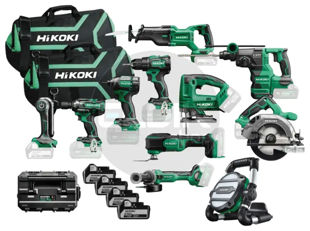Hikoki KC18KIDLEMAX Combiset | 11 machines, 4 accu's en multilader + GRATIS KAR