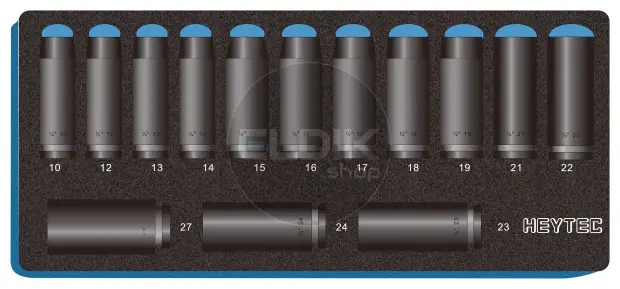 Heytec 50863191436 14 Delige Lange IMPACT Kracht Dopsleutelset 1/2"