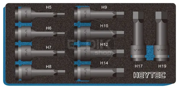 Heytec 50863311036 10 Delige Inbus IMPACT Kracht Dopsleutelset 1/2"