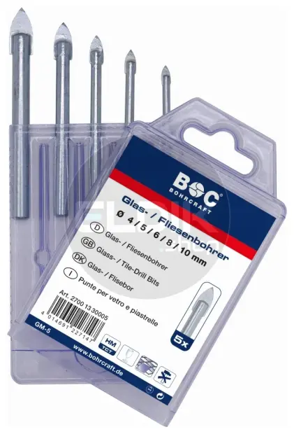 Bohrcraft 27001330005 Glas- & tegelboorset | 5-delig | 4/5/6/8/10 mm