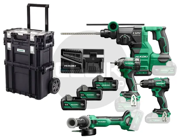 Hikoki KC18DEKDL Combiset - 18 V / in verrijdbare koffer. Inclusief 3x 5.0Ah accu's BSL1850MA en lader