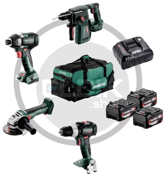 E-Tools 173207 154 Delige Gevulde Gereedschapswagen + Metabo 18V Combiset