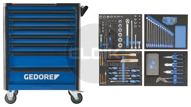 Gedore WHL-L-TS-147 147 Delige Gevulde Gereedschapwagen  + gratis led staaflamp - 3082105