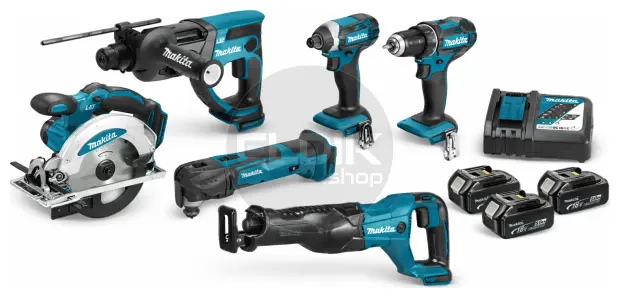 Makita DLX6038T-1 18V combiset – 6 machines + 3 accu’s + lader + Maktrak trolley