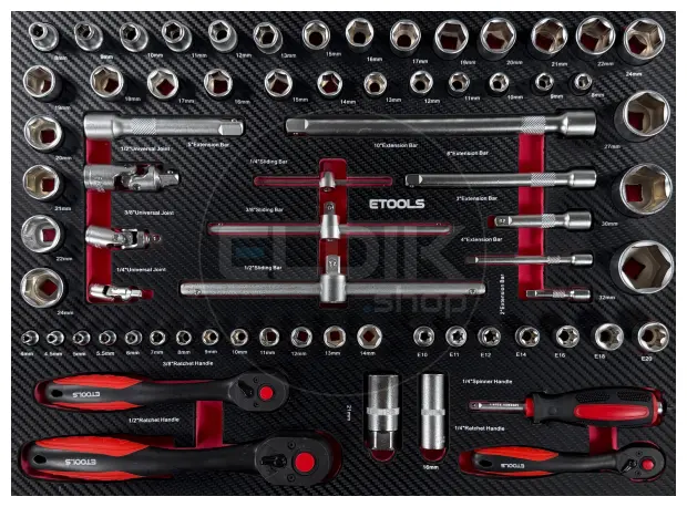 E-Tools 73276 196 Delige Gevulde Gereedschapswagen