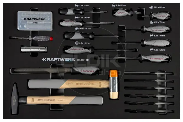 Kraftwerk 102.105.203 Gevulde Gereedschapswagen 5 Laden | 337-Delig in Foam inlay
