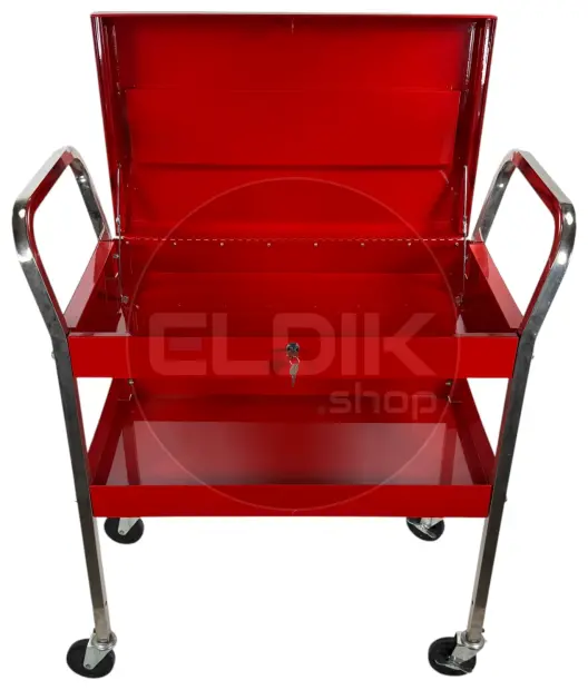 E-Tools 173238 Gereedschapswagen met afsluitbaar deksel - rood