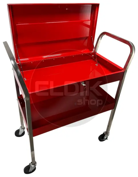 E-Tools 173238 Gereedschapswagen met afsluitbaar deksel - rood