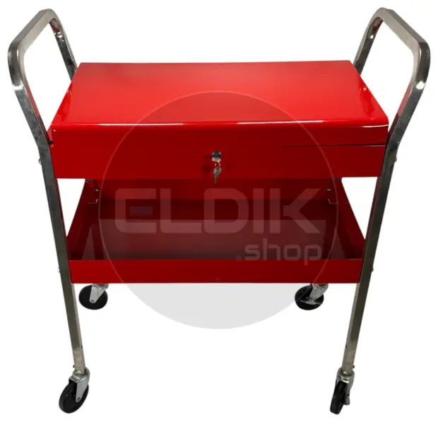 E-Tools 173238 Gereedschapswagen met afsluitbaar deksel - rood