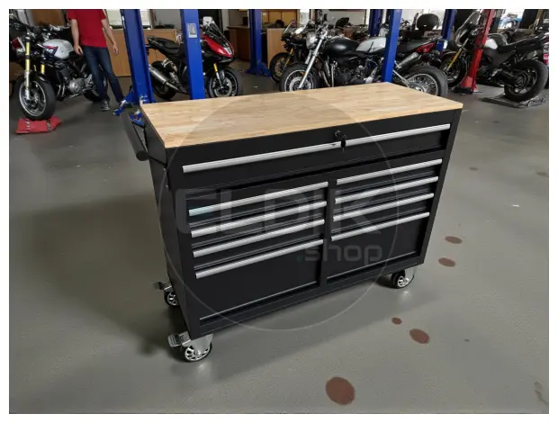 E-Tools 170848 117 cm Verrijdbare Werkbank met Houten Werkblad