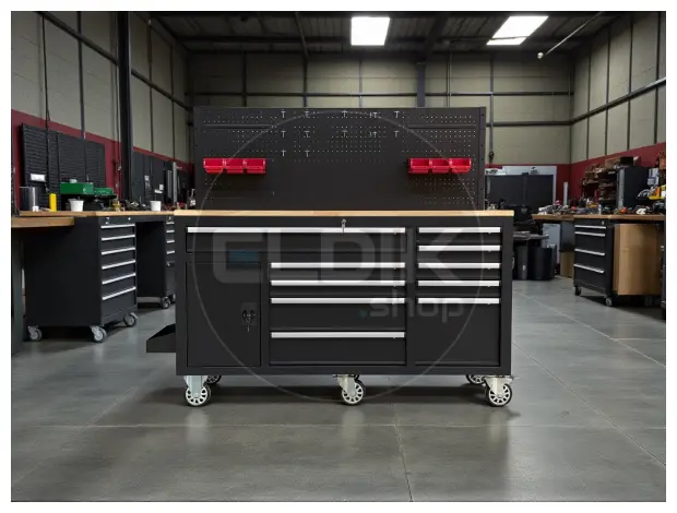 E-Tools 170855 157 cm Verrijdbare Werkbank met Achterwand