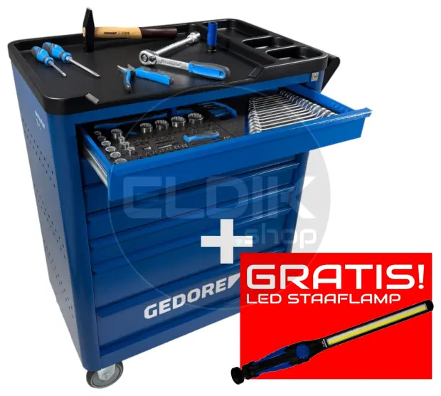 Gedore WSL L TS 147 147 Delige Gevulde Gereedschapwagen + gratis led staaflamp - 2980312