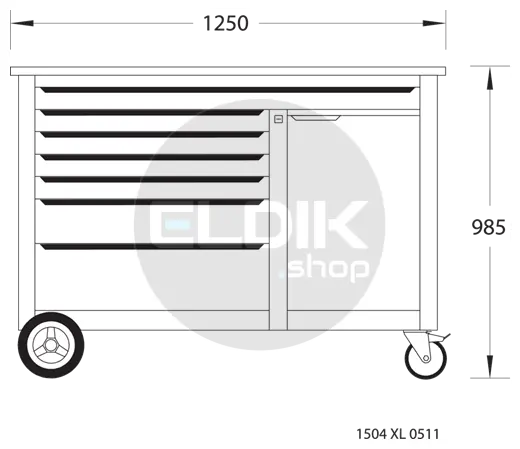 Gedore 1504 XL 1411 7 Laden Verrijdbare Werkbank XL - 1988468