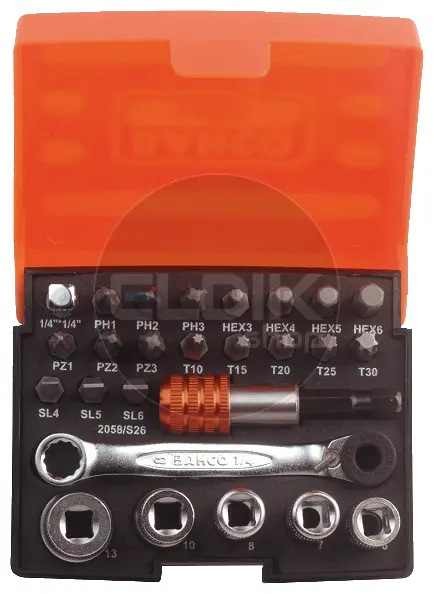 Bahco 2058/S26 Dopbitset, 26-delig 1/4"